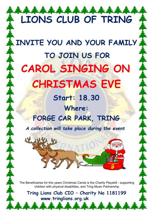Invitation poster to Christmas Carols on Christmas Eve 
